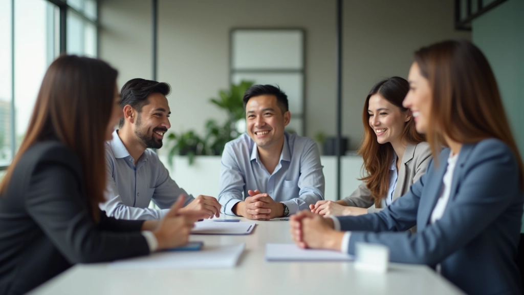 Team collaboration in modern office setting