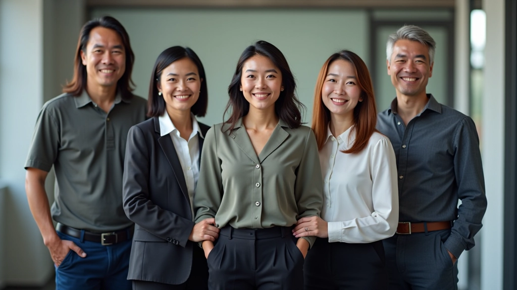 Diverse team celebrating achievement together in office with raised hands and smiles
