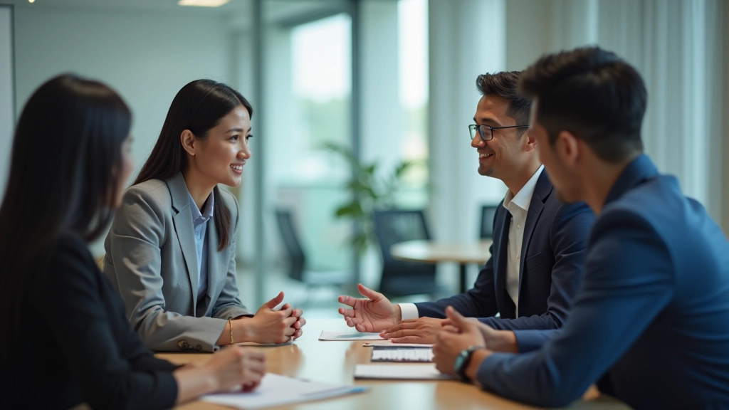 Professional team in collaborative meeting discussing different viewpoints with visible engagement and respect among members