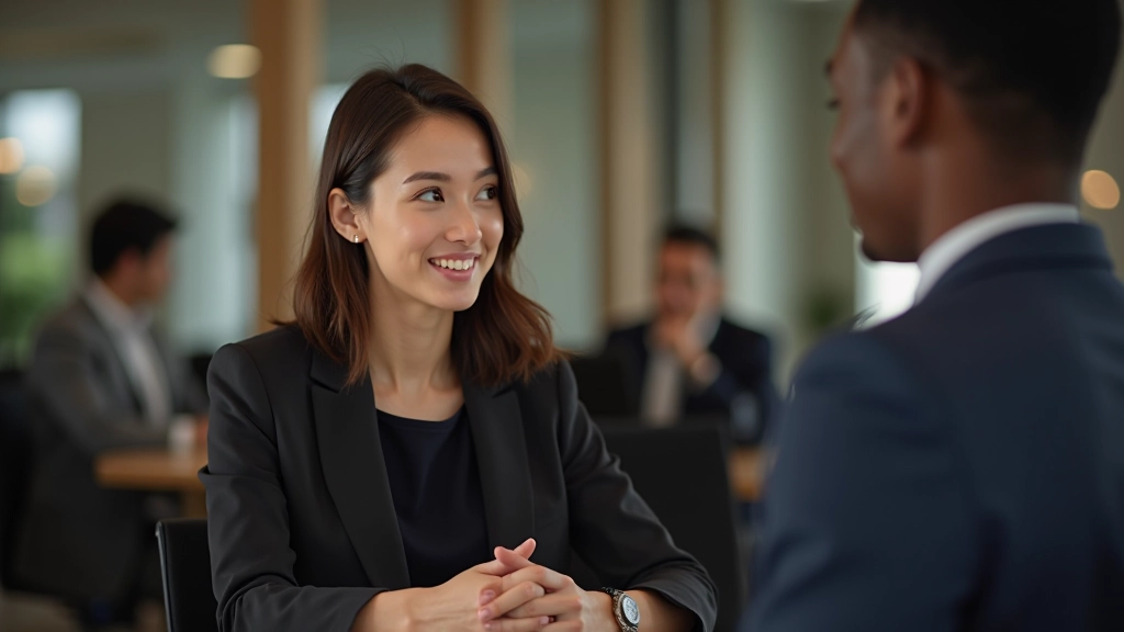 Female manager speaking with team member one-on-one at desk with genuine attention and open body language
